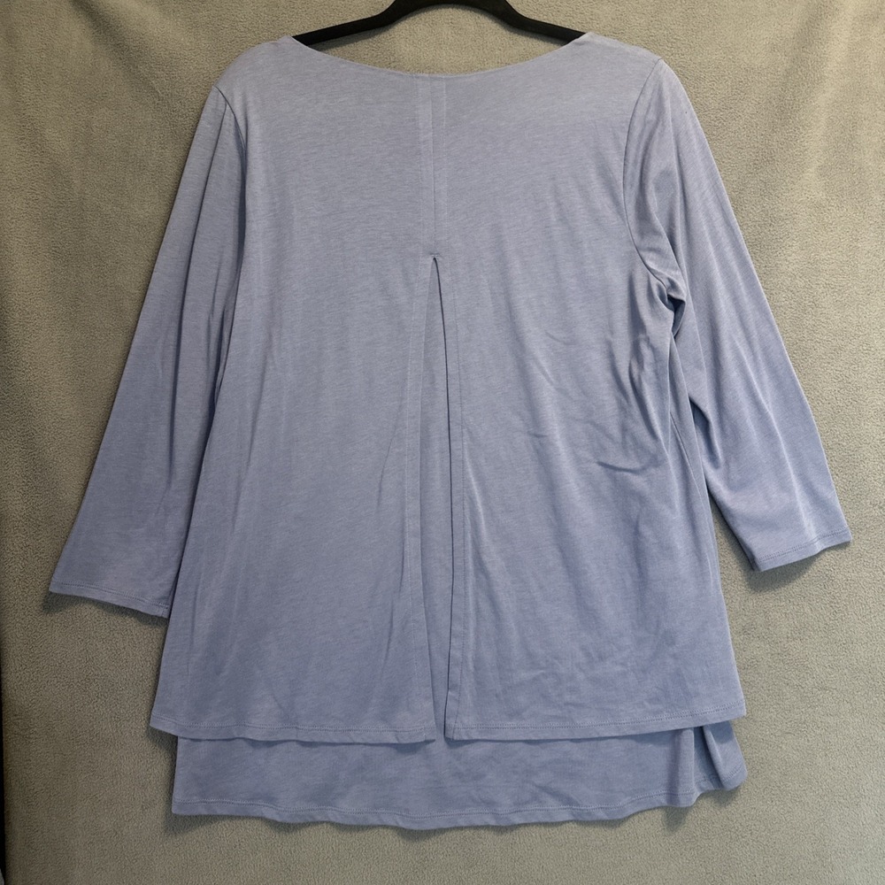 J. Jill Pure Jill Elliptical Layered Top Size M Blue Cotton Modal Lagenlook - Picture 3 of 7